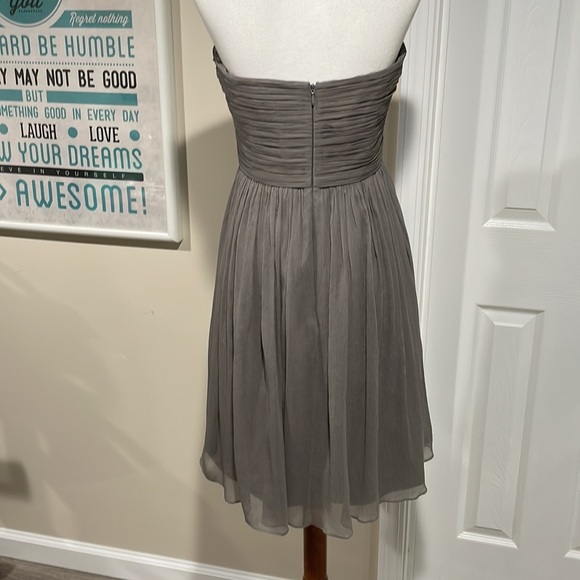 J Crew SILK taupe cocktail dress w/ empire waist and built-in bustier. Gorgeous! - Picture 4 of 7